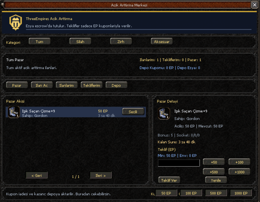 ThreeEmpires Acik Arttirma Merkezi